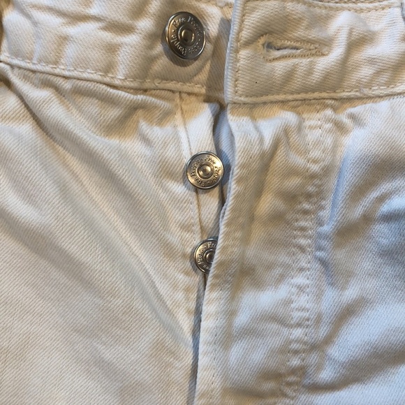 We the Free cream color jean crop ankle fringe hem straight leg denim 28 - Picture 2 of 6